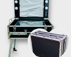 Portable Vanity Station: Your On-The-Go Glamour Hub With Built-In Lights And Storage, Perfect For Makeup Artists And Beauty Enthusiasts.
