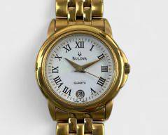 Bulova Quartz Gold Tone Stainless Steel Wristwatch
