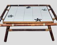 Fantastic Vintage Bamboo and Rattan Tile Top Coffee Table MCM Mid Century Modern Hollywood Regency
