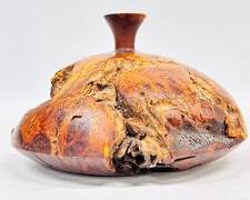 Fantastic Vintage Natural Live Edge Burlwood Turned Vessel MCM Mid Century Modern Style
