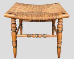 Vintage Wood Rush Seat Bench

