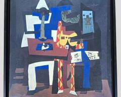 Picasso Three Musicians Print Cubist Painting on Canvas Framed
