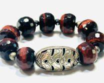Beautiful Vintage Silver Tribal Tigers Eye Statement Bracelet
