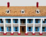 Fantastic Vintage Large Painted Wood Doll House 12 Rooms, Excellent Detail, Hard Wood Floors, Shingles on Roof
