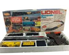 Vintage LIONEL Chesapeake Flyer 027 Gauge Electric Train Set Featuring A Die-Cast Engine
