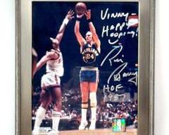 Rick Barry Autographed Golden State Warriors #24 HOF Photograph
