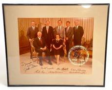 Autographed 25th Anniversary Mercury Astronauts Commemorative Photograph - John Glenn, Scott Carpenter, Gordon Cooper, Alan Shepard, Betty Grissom, Wally Schirra, and Deke Slayton
