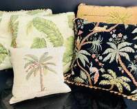 Set Of Four Decorative Accent Pillows: Featuring Vibrant Tropical Patterns And Intricate Embroidery, Perfect For Adding A Touch Of Exotic Elegance To Your Living Space.
