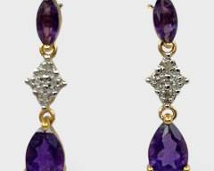 Fine Gilt Sterling Silver Amethyst Pierced Earrings
