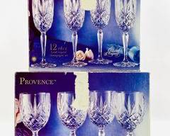 NIB Crystal D Arques Provence Champagne Flutes Set And Goblet Glasses Set
