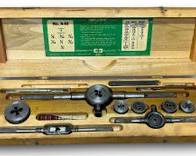 Vintage Greenfield Tap & Die Set Little Giant Screw Plate No. A-10 w/ Original Wooden Box
