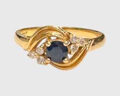14K Gold Sapphire & Diamond Ring