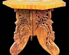 Vintage Burmese Octagonal Carved Wood Side Table
