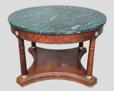 BOMBAY COMPANY Marble Top Mahogany Base Biedermeier Style Coffee Table
