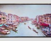 Huge Mixed Media Photo with Gilt Highlights Venetian Water Scene
