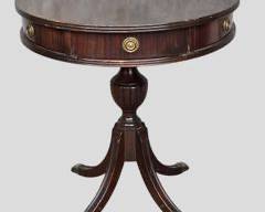 20th C MADDOX COLONIAL Vintage Round Mahogany Wood Side Table 5 Drawers Brass Lion Paw Feet
