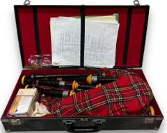 Vintage L&M Branded Scottish Highland Bagpipes w/ Carrying Case
