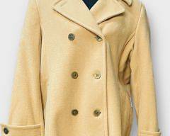 Lands End Womens Winter Wool/Nylon Double Breasted Camel Hair Jacket with Notched Collar and Pockets, Size 18
