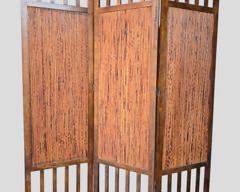Vintage Wood and Bamboo 3 Panel Screen Room Divider
