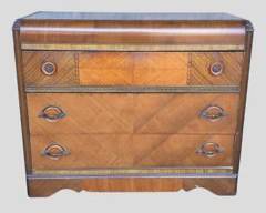 Vintage Art Deco Inlaid Wood Dresser MCM Mid Century Modern
