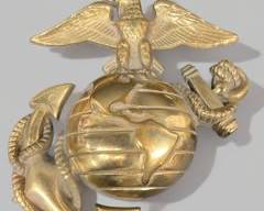 Vintage Solid Brass KREW USMC 7.25" High Plaque
