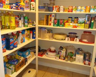 Cleaning supplies and pantry items