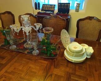 Crystal candle holder and china