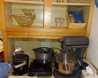 Kitchenaid heavy duty mixer and some crystal stemware