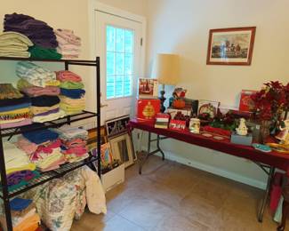 Linens and Christmas decor