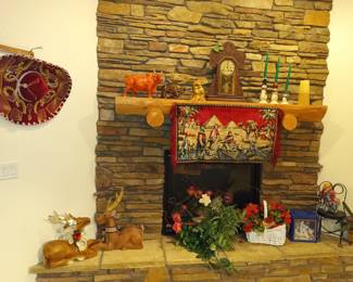 More hearth decor and old clock