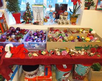 Lots of Christmas ornaments