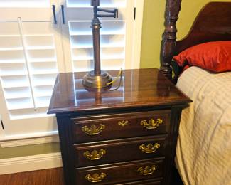 Solid wood end table with lamp