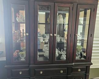 two-piece solid wood china cabinet