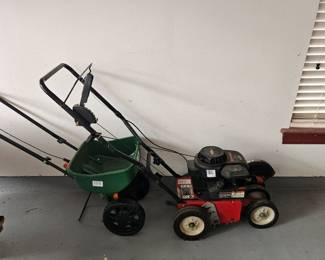 gas edger and manual fertilizer spreader