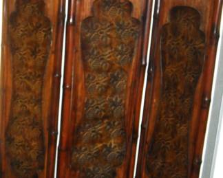 Folding bamboo 3 piece bamboo privacy screen