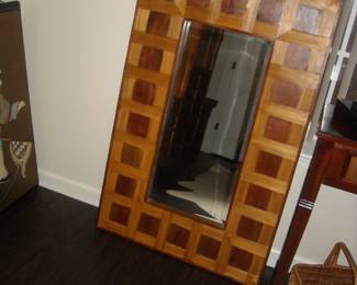 Large bamboo framed mirror