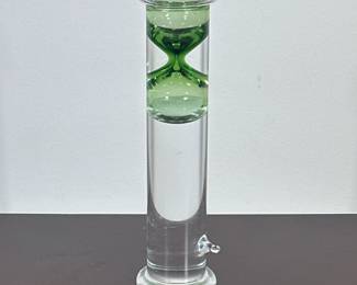 ART GLASS HOURGLASS | Liquid filled tube with hour glass in center. - h. 10 x dia. 2.5 in