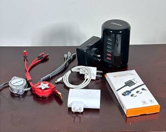 (6pc) PHONE CHARGERS & HUBS | Including: Apple Lightning charger, rotatable magnetic charging cable, 2 USB dongles with lighting, USB-C, and micro USB, USB charging hub with 6 ports, and more!