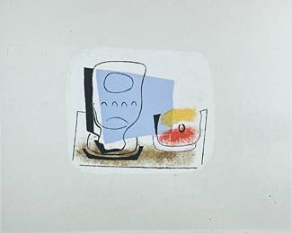 PABLO PICASSO LITHOGRAPH | Nature Morte Au Verre. Lithograph on paper. 17.5 x 21 in sight. Signed & titled lower right, numbered 53/500 lower right, Certificate on verso. - w. 33.5 x l. 36.5 x d. 2 in (frame)