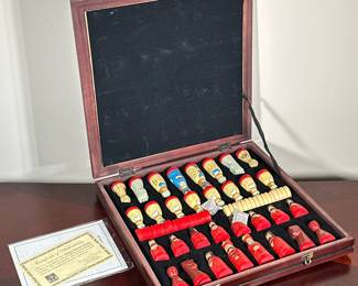 THOMAS PACCONI CHESS SET | Thomas Pacconi Classics chess and checkers board with hand crafted pieces. -  h. 2 x w. 17.5 x l. 17.5 in