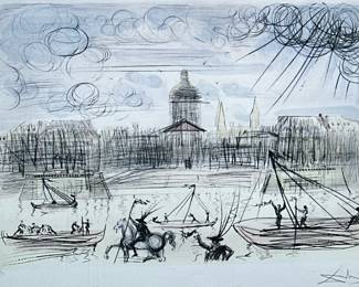 Salvador Dali Giclee | Academy. Giclee on paper. 14.5 x 19 in. Sight. Facsimile signed lower right, numbered “1/99” lower left, certificate on verso. - w. 25.25 x l. 30 in (frame)
