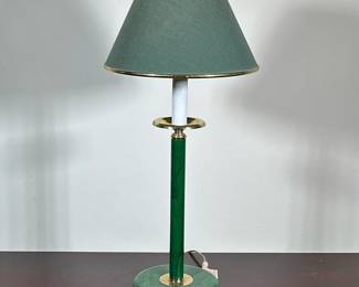 GREEN DESK LAMP | Small green desk lamp. - h. 23 x dia. 10 in
