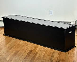 Wood STORAGE BRNCH | Black painted wood storage bench with large storage space beneath seat. - h. 16.5 x w. 65.5 x d. 14 in