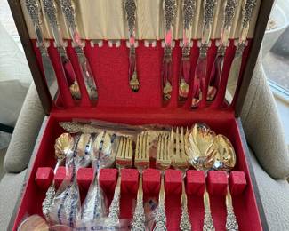 Rogers flatware in wooden box