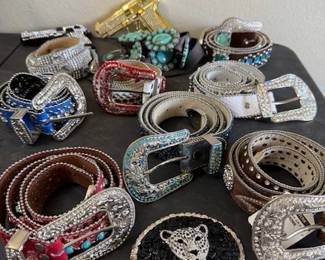 Lots of Bling belts, some from B. B. Simons and some with price tags still on them