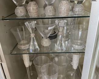 Crystal decorates these glasses