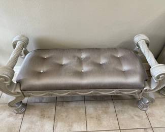 Silver and crystal buttoned bench from Ashley