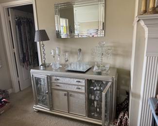 Ashley furniture beautiful silver with lots of bling glassware