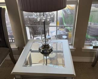 Silver and glass accent table
