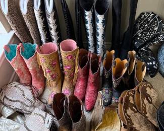 Bring on the boots, some one of a kind, from Old Gingo and Corral, some in boxes and never worn